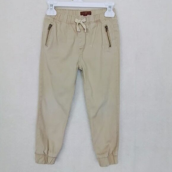 7 For All Mankind Pants - 7 for All Mankind Boys Cotton Jogger Sz 4T Tan Pullon Pant Elastic Waist Pockets